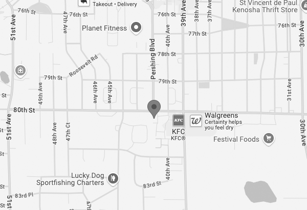 map of general area around Kenosha office